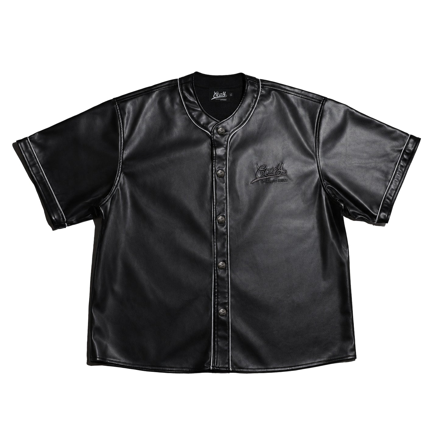 COZY PU Leather Baseball Jersey