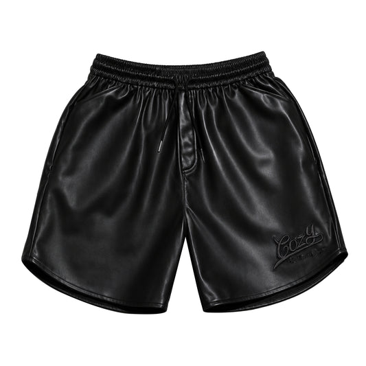 COZY PU Leather Baseball Shorts