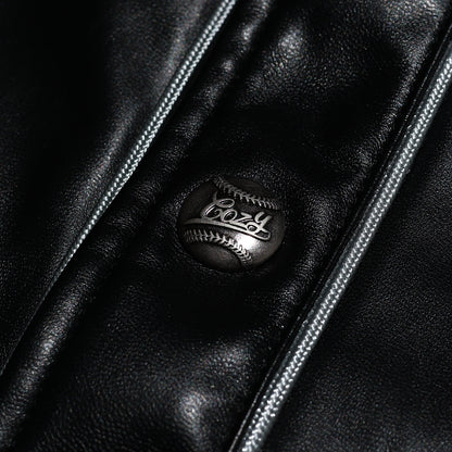 COZY PU Leather Baseball Jersey