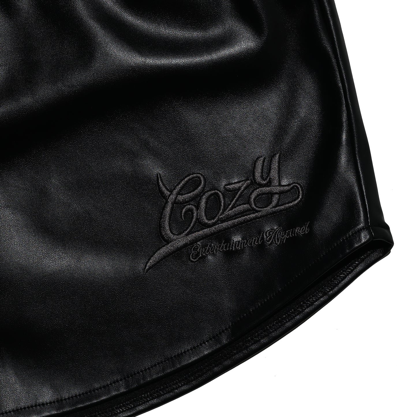 COZY PU Leather Baseball Shorts