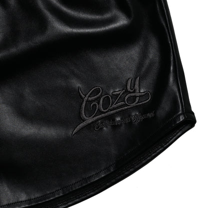 COZY PU Leather Baseball Shorts